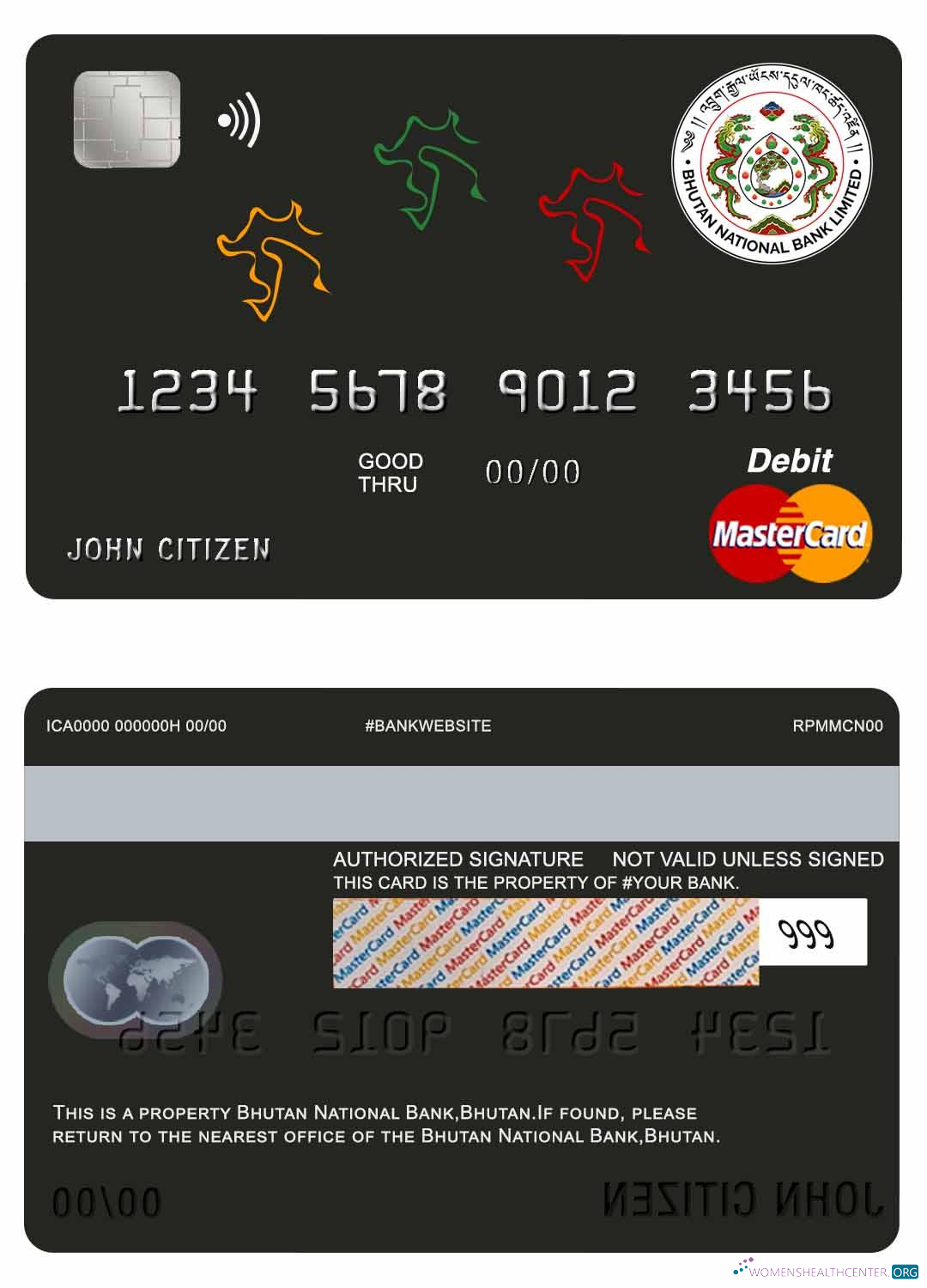 Download Bhutan National bank Bhutan master card Photoshop template